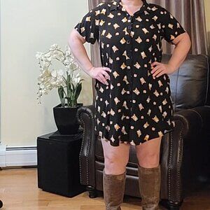 Hot Topic Corgi dog and peaches button down pocket dress size